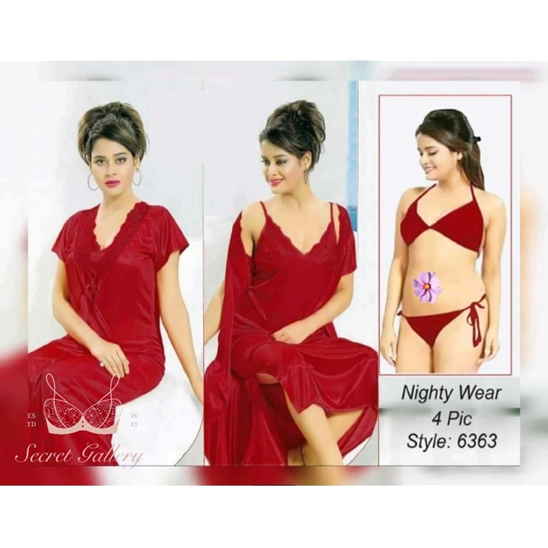 Picture of 4 Part (Nighty) - Hot and Sexy Comfortable Night Dress for women L