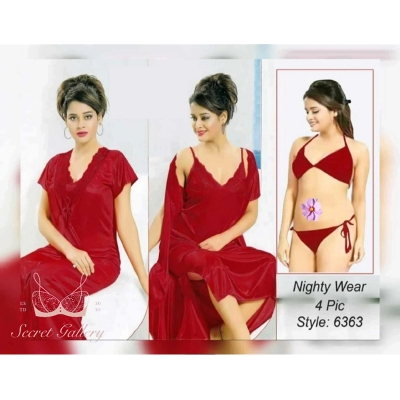 Picture of 4 Part (Nighty) - Hot and Sexy Comfortable Night Dress for women L