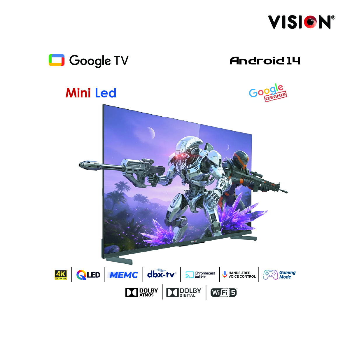 Picture of Vision 75” Mini QLED Google TV 4K MX6 Galaxy Ultra