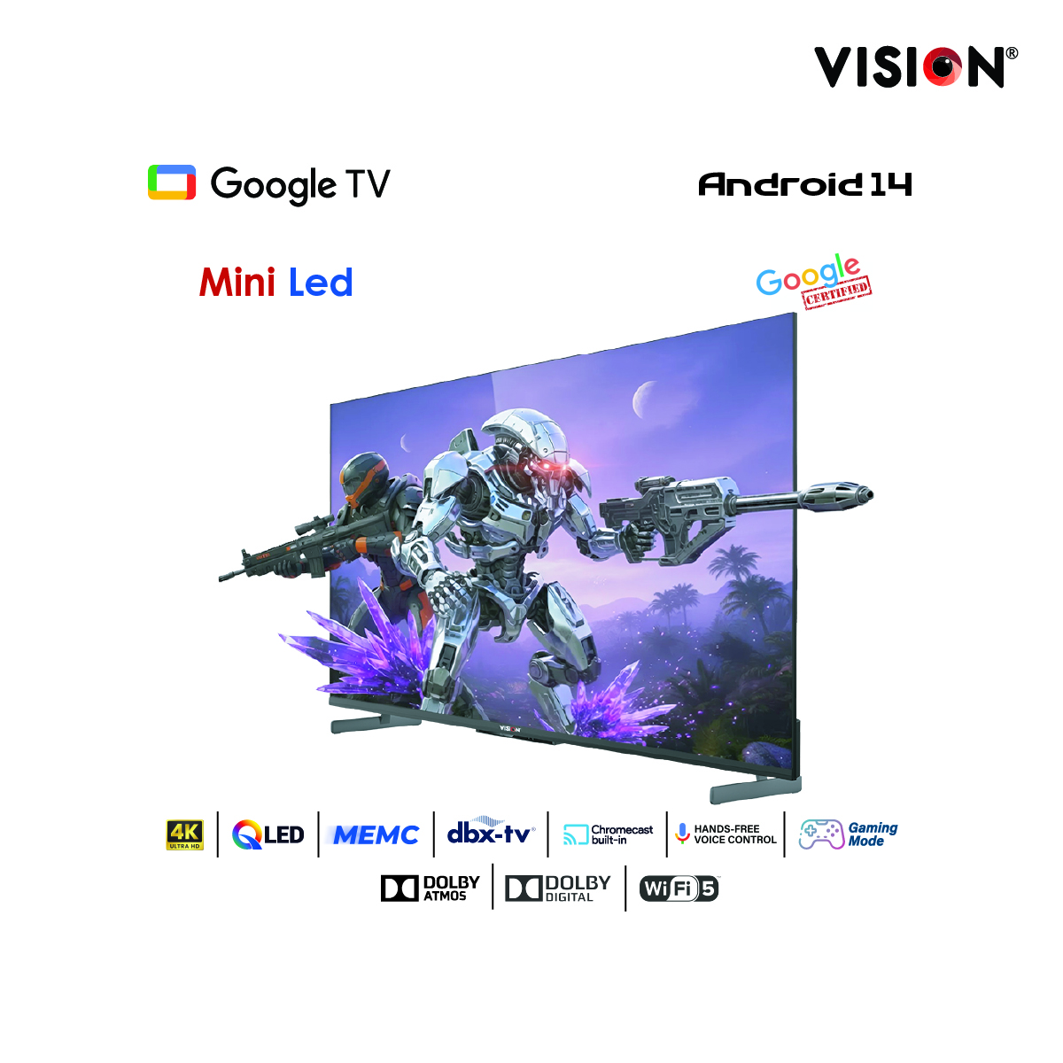 Picture of Vision 75” Mini QLED Google TV 4K MX6 Galaxy Ultra