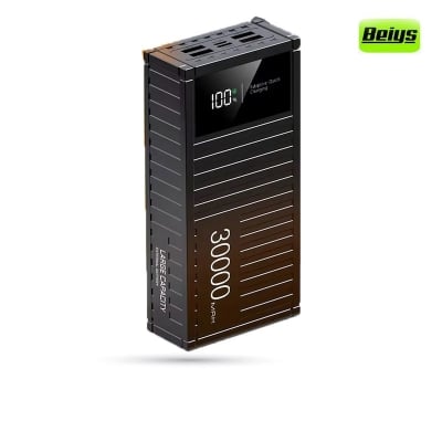 Picture of Beiys Container Series PD27W+ QC22.5W Fast Charging 30000mAh With 4 USB Outputs and LED Display Power Bank - Black