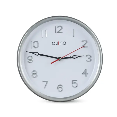 Picture of Tune Wall Clock With Digit Round-Silver-Red Hand