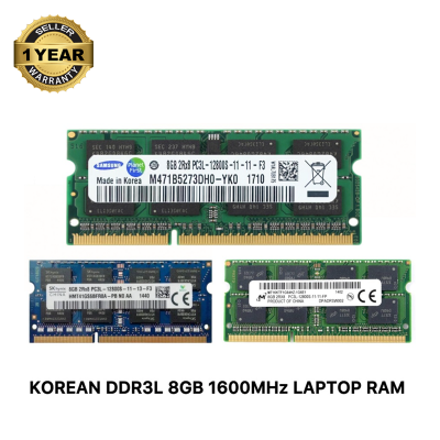 Picture of Samsung SK Hynix Micron 8GB DDR3L 1600MHz PC3L-12800s CL11 204Pin SO-DIMM Laptop Ram (Korean) 