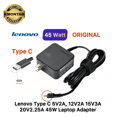 Picture of Lenovo Laptop Adapter For ThinkPad X280, X390 E480, E490, E495 X1 Carbon (5th/6th Gen, T470 T480s IdeaPad 320s 530s, 720s Flex 5/6, Flex 14 Yoga 730, Yoga 720 Series (20V-2.25A 45W USB Type-C) 