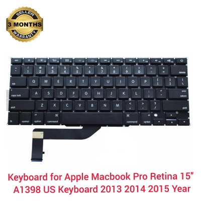 Picture of Laptop Keyboard For Apple Macbook Pro Retina 15'' A1398 US Keyboard 2013 2014 2015 Year (Black)