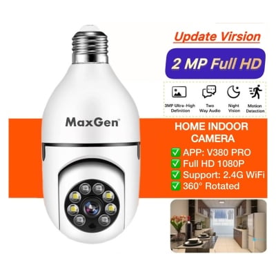 Picture of MaxGen V380 PRO Q16s BULB PTZ WIFI IP Camera 2MP 1080P 360 Degree Rotation Night Vision Two-Way Audio Motion Detection (White)