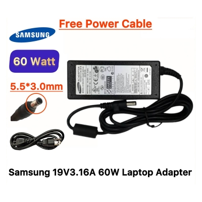 Picture of Samsung Laptop Adapter For Samsung R428 R519 R540 N148 NP300E4A, NP300E5A, NP300E7A NP-RV420 RC410 QX410 SF410 (19V 3.16A 60W 5.5mm*3.0mm) 