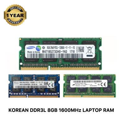 Picture of Samsung SK Hynix Micron 8GB DDR3L 1600MHz PC3L-12800s CL11 204Pin SO-DIMM Laptop Ram (Korean) 
