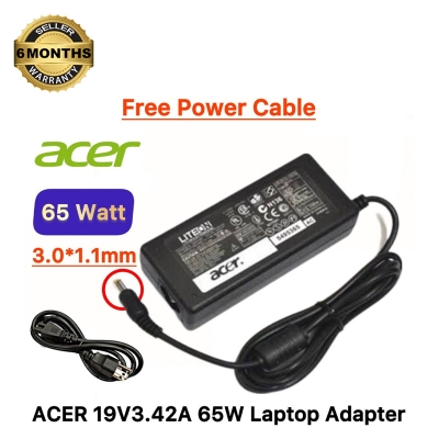 Picture of ACER Laptop Adapter For Acer 19V 3.42A (3.0mm*1.1mm) Swift 3 SF314-55 SF314-56  Chromebook 11, Acer Aspire 3, Acer Aspire 5 C720 Series Micro Pin AC Power Adapter (Black)