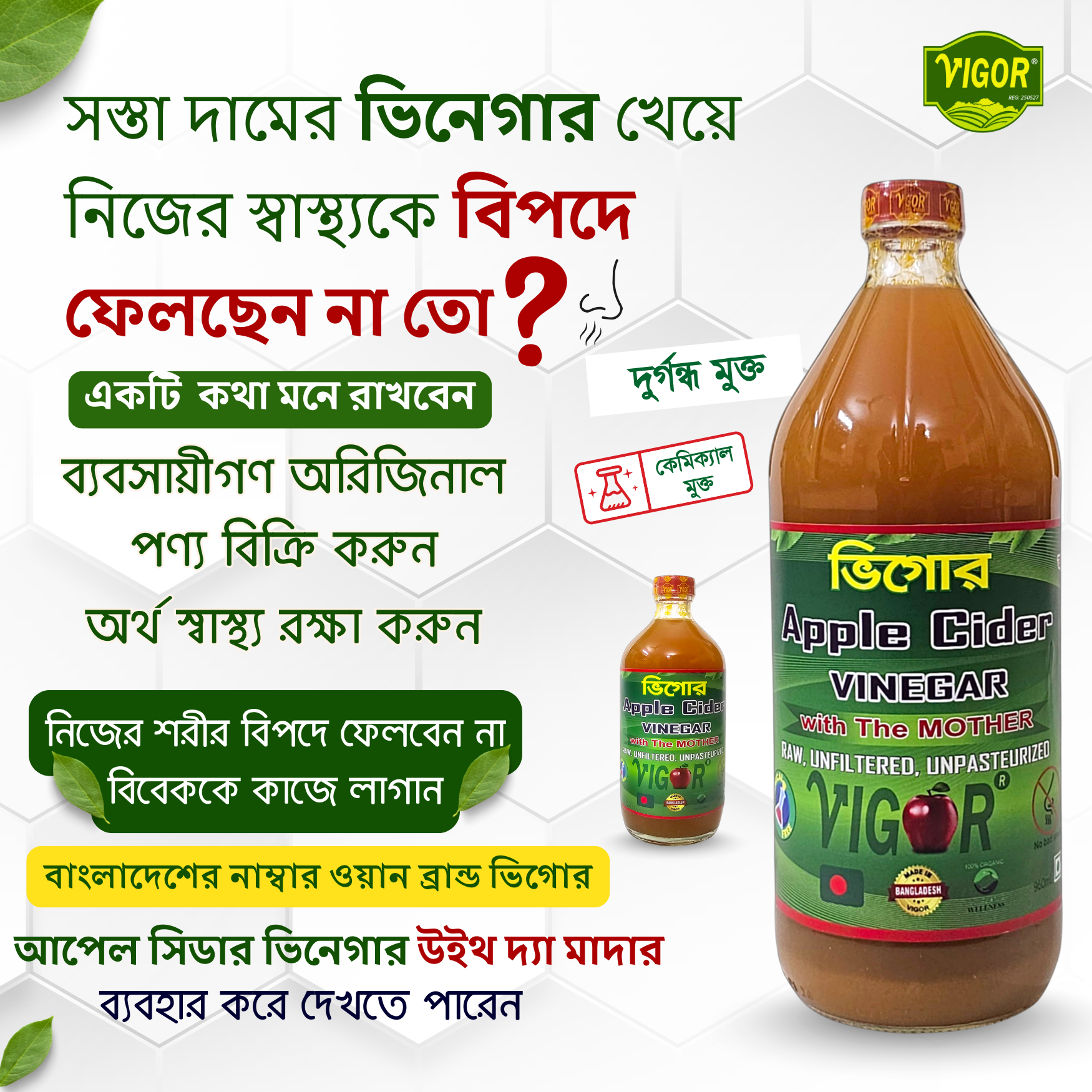Picture of Vigor Apple Cider Vinegar With The MOTHER 500 Ml