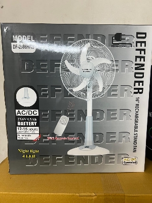 Picture of (TS-2986HRS): Defender 16" Remote Control Rechargeable Fan AC-DC China Fittings with LED Multi-Function - white and Marun