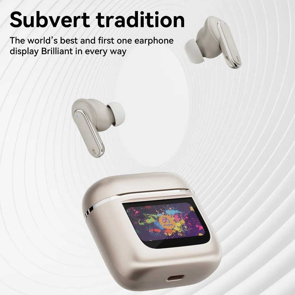 Picture of JBL Tour Copy TWS Display Earbuds - LCD Display Wireless Bluetooth TWS Earbuds-Bluetooth 5.4 Wireless Earbuds ANC & ENC 30 Hours battery backup 6 microphone with free case (Gold)