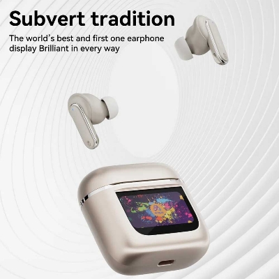 Picture of JBL Tour Copy TWS Display Earbuds - LCD Display Wireless Bluetooth TWS Earbuds-Bluetooth 5.4 Wireless Earbuds ANC & ENC 30 Hours battery backup 6 microphone with free case (Gold)