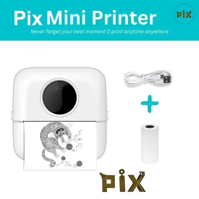 Picture of Pix Mini Printer Bluetooth Wireless Mobile Portable Printer Thermal Printer Photo Label Sticker Note Printer Mobile Thermal Printer Rechargeable Mini Printer, Label Stickers Printer (Pix P5)