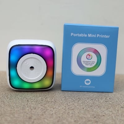 Picture of Pix Mini Printer Bluetooth Wireless Mobile Portable Printer Thermal Printer Photo Label Sticker Note Printer Mobile Thermal Printer Rechargeable Mini Printer, Label Stickers Printer (P31 Rgb White)