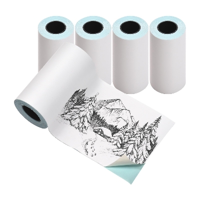 Picture of Pix 5 Rools / 5 pcs Sticker Paper Rolls for Thermal Printing 57x30mm Mini Thermal Printer Self-adhesive Thermal Sticker Printing Paper PAPERANG P1/P2 Mini Photo Printer Thermal Paper for Label Printer Waterproof Oil-proof Sticky Paper Roll (White)