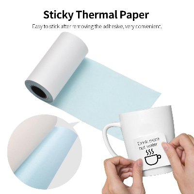 Picture of Pix 5 Rools / 5 pcs Sticker Paper Rolls for Thermal Printing 57x30mm Mini Thermal Printer Self-adhesive Thermal Sticker Printing Paper PAPERANG P1/P2 Mini Photo Printer Thermal Paper for Label Printer Waterproof Oil-proof Sticky Paper Roll (White)