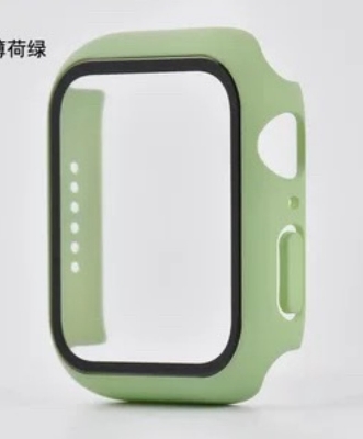 Picture of For Apple watch case 45mm Series 8,7,6,5 Tempered Glass and Case Screen Protector - Clear Soft TPU and Hard PC Glass Coverage Bumper Case (Optional ) for Apple Watch Series 8,7,6 45mm watch case (Mint Green)