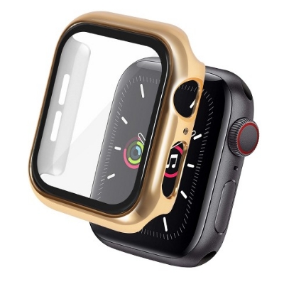 Picture of For Apple watch case 45mm Series 8,7,6,5 Tempered Glass and Case Screen Protector - Clear Soft TPU and Hard PC Glass Coverage Bumper Case (Optional ) for Apple Watch Series 8,7,6 45mm watch case (45mm Electroplating Rose Gold)