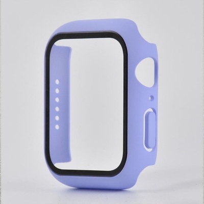 Picture of For Apple watch case 45mm Series 8,7,6,5 Tempered Glass and Case Screen Protector - Clear Soft TPU and Hard PC Glass Coverage Bumper Case (Optional ) for Apple Watch Series 8,7,6 45mm watch case (45 MM Purple)