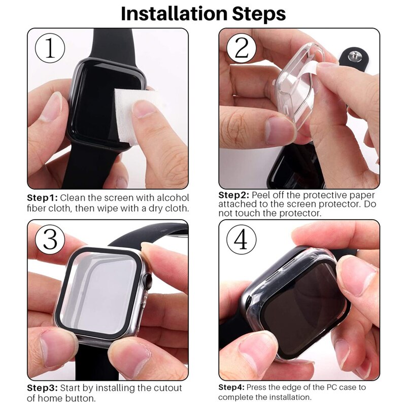 Picture of For Apple watch case 45mm Series 8,7,6,5 Tempered Glass and Case Screen Protector - Clear Soft TPU and Hard PC Glass Coverage Bumper Case (Optional ) for Apple Watch Series 8,7,6 45mm watch case (45mm Electroplating Gold)