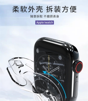 Picture of For Apple watch case 45mm Series 8,7,6,5 Tempered Glass and Case Screen Protector - Clear Soft TPU and Hard PC Glass Coverage Bumper Case (Optional ) for Apple Watch Series 8,7,6 45mm watch case (CLEAR)