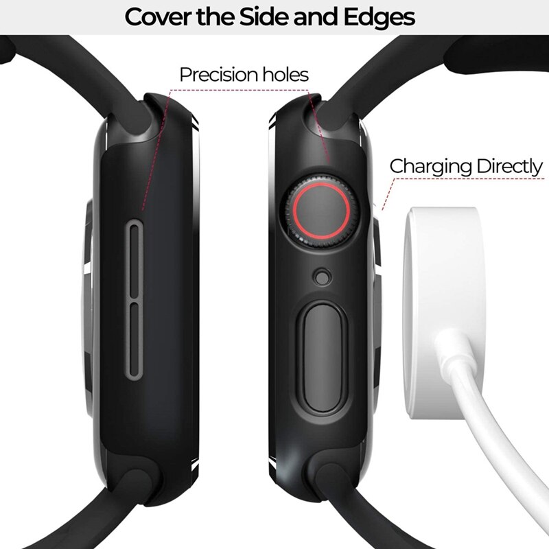 Picture of For Apple watch case 45mm Series 8,7,6,5 Tempered Glass and Case Screen Protector - Clear Soft TPU and Hard PC Glass Coverage Bumper Case (Optional ) for Apple Watch Series 8,7,6 45mm watch case (CLEAR)