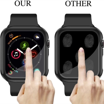 Picture of For Apple watch case 45mm Series 8,7,6,5 Tempered Glass and Case Screen Protector - Clear Soft TPU and Hard PC Glass Coverage Bumper Case (Optional ) for Apple Watch Series 8,7,6 45mm watch case (Rose gold 45mm)