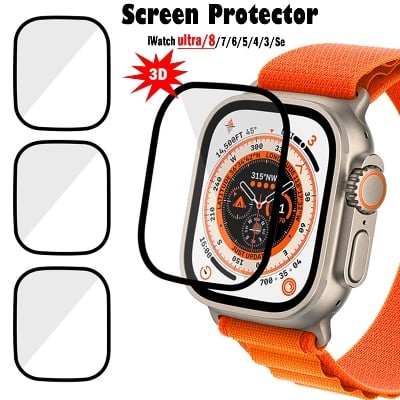 Picture of For Original Apple Watch Ultra Screen Protector 49mm Film Screen Protector For watch ultra Tempered Glass/ Pmma/ Poly (Optional ) for Apple Watch Ultra 49mm Coverage Screen Protector (Clear Glass no Boarder)