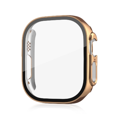 Picture of For Apple Watch Ultra 49mm Case Screen Protector Protective Cover for iWatch Ultra 8 49mm PC Screen Protector Bumper Tempered Glass+Cover for Apple Watch Case Ultra 49mm (Electroplating Gold)