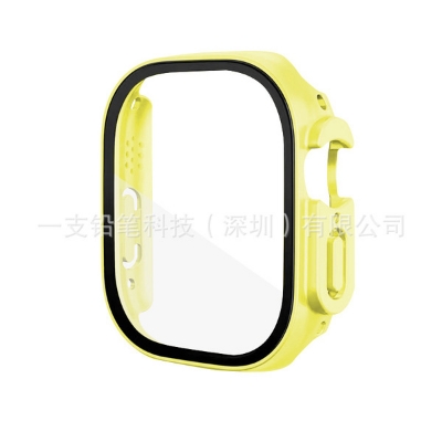 Picture of For Apple Watch Ultra 49mm Case Screen Protector Protective Cover for iWatch Ultra 8 49mm PC Screen Protector Bumper Tempered Glass+Cover for Apple Watch Case Ultra 49mm (49mm Yellow)