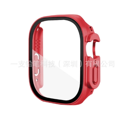 Picture of For Apple Watch Ultra 49mm Case Screen Protector Protective Cover for iWatch Ultra 8 49mm PC Screen Protector Bumper Tempered Glass+Cover for Apple Watch Case Ultra 49mm (Red)