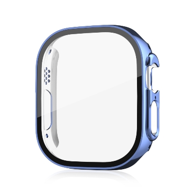 Picture of For Apple Watch Ultra 49mm Case Screen Protector Protective Cover for iWatch Ultra 8 49mm PC Screen Protector Bumper Tempered Glass+Cover for Apple Watch Case Ultra 49mm (Electroplating Blue)