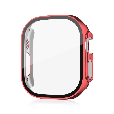 Picture of For Apple Watch Ultra 49mm Case Screen Protector Protective Cover for iWatch Ultra 8 49mm PC Screen Protector Bumper Tempered Glass+Cover for Apple Watch Case Ultra 49mm (Electroplating Red)