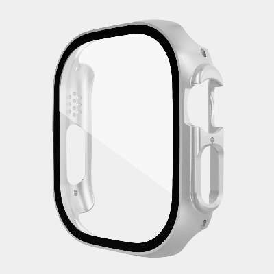 Picture of Pix Apple Watch Ultra 49mm Case Apple Watch Ultra Hard Clear Screen Protector Cover Full Case with Glass Screen Protector IWATCH Series 8 Pro Ultra Watch Case (Silver)
