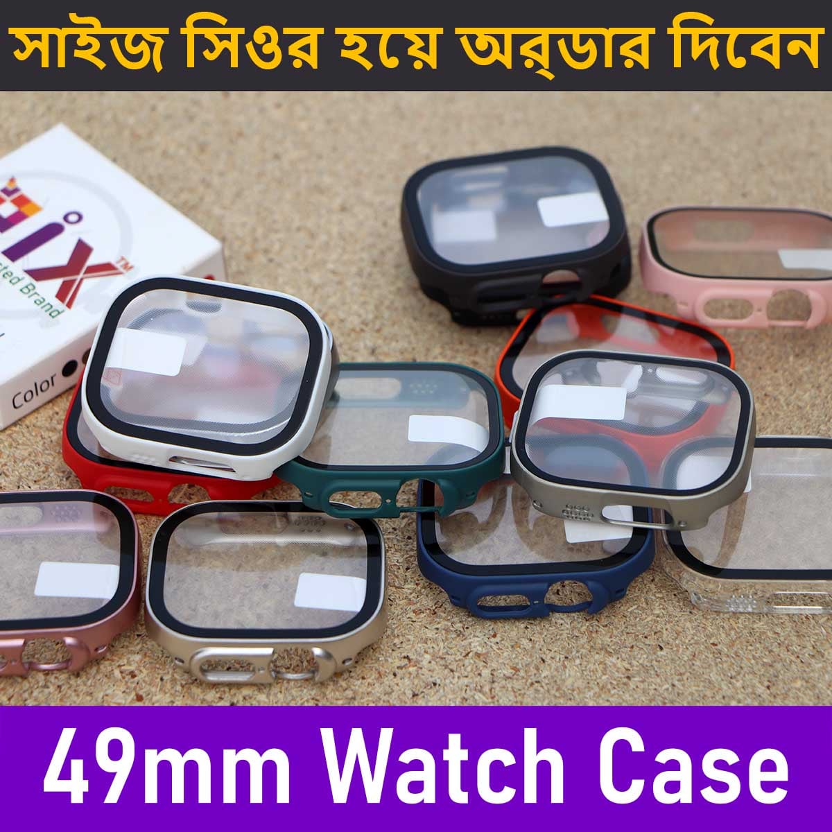 Picture of Pix Apple Watch Ultra 49mm Case Apple Watch Ultra Hard Clear Screen Protector Cover Full Case with Glass Screen Protector IWATCH Series 8 Pro Ultra Watch Case (Clear Soft)