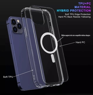 Picture of IPhone Clear Magsafe Case 16,15 14/14plus/14 Pro/14 Pro MAX/13/13Pro/13 MAX/13 MINI/12/12 Pro/12Mini/12 Pro all series for Apple Anti Yellow Magsafe Magnetic Clear Case for iPhone (Transparent,iPhone SE)