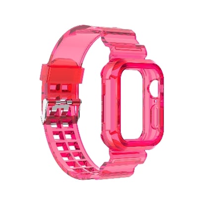 Picture of For Apple Watch Rubber Case and Strap integrated 44/45mm strap for series 4/5/6/7/8  Case Belt  Apple Watch Case and Strap (Rose,Freesize)