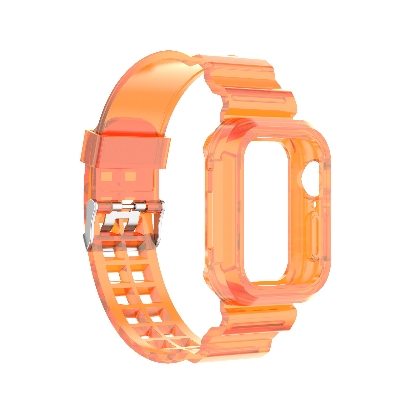 Picture of For Apple Watch Rubber Case and Strap integrated 44/45mm strap for series 4/5/6/7/8  Case Belt  Apple Watch Case and Strap (Orange,Freesize)