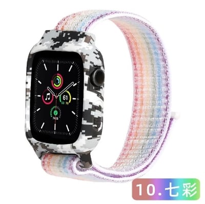 Picture of For Apple Watch Rubber Case and Strap integrated 44/45mm strap for series 4/5/6/7/8  Case Belt  Apple Watch Case and Strap (Army 4,Freesize)