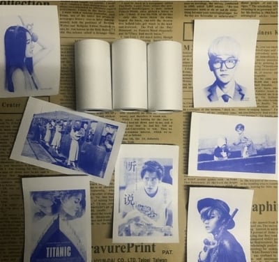 Picture of Blue Ink Photo Paper Thermal Label Printer Notes Paper Roll Blue Ink White Color Paper Roll for Photo Printer 57*30mm (Non Sticker) (2 Pcs Blue ink Normal)