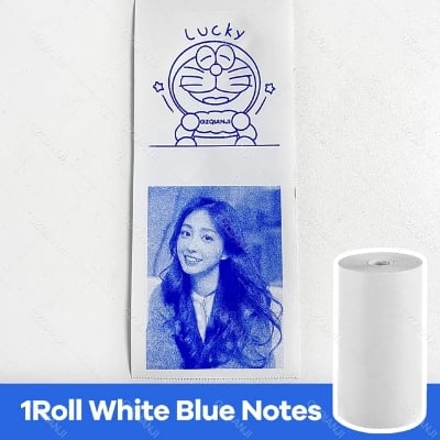 Picture of Blue Ink Photo Paper Thermal Label Printer Notes Paper Roll Blue Ink White Color Paper Roll for Photo Printer 57*30mm (Non Sticker) (1 Pcs Blue ink Normal)