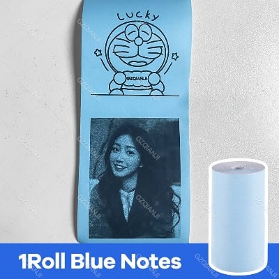 Picture of 57mm*30mm Thermal Printer Paper For Mini Portable Printer - Sticker Paper Roll / Normal color Roll /Thermal Paper/ Semi Transparent Print Paper/Pink Powder Paper etc (Optional) (1 Pcs Blue Normal Paper)