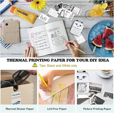 Picture of 57mm*30mm Thermal Printer Paper For Mini Portable Printer - Sticker Paper Roll / Normal color Roll /Thermal Paper/ Semi Transparent Print Paper/Pink Powder Paper etc (Optional) (1 Pcs Blue Normal Paper)