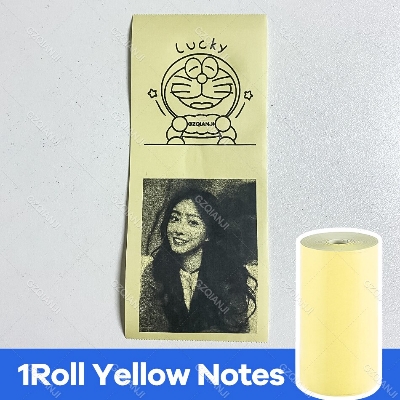 Picture of 57mm*30mm Thermal Printer Paper For Mini Portable Printer - Sticker Paper Roll / Normal color Roll /Thermal Paper/ Semi Transparent Print Paper/Pink Powder Paper etc (Optional) (1 Pcs Yellow Normal Paper)