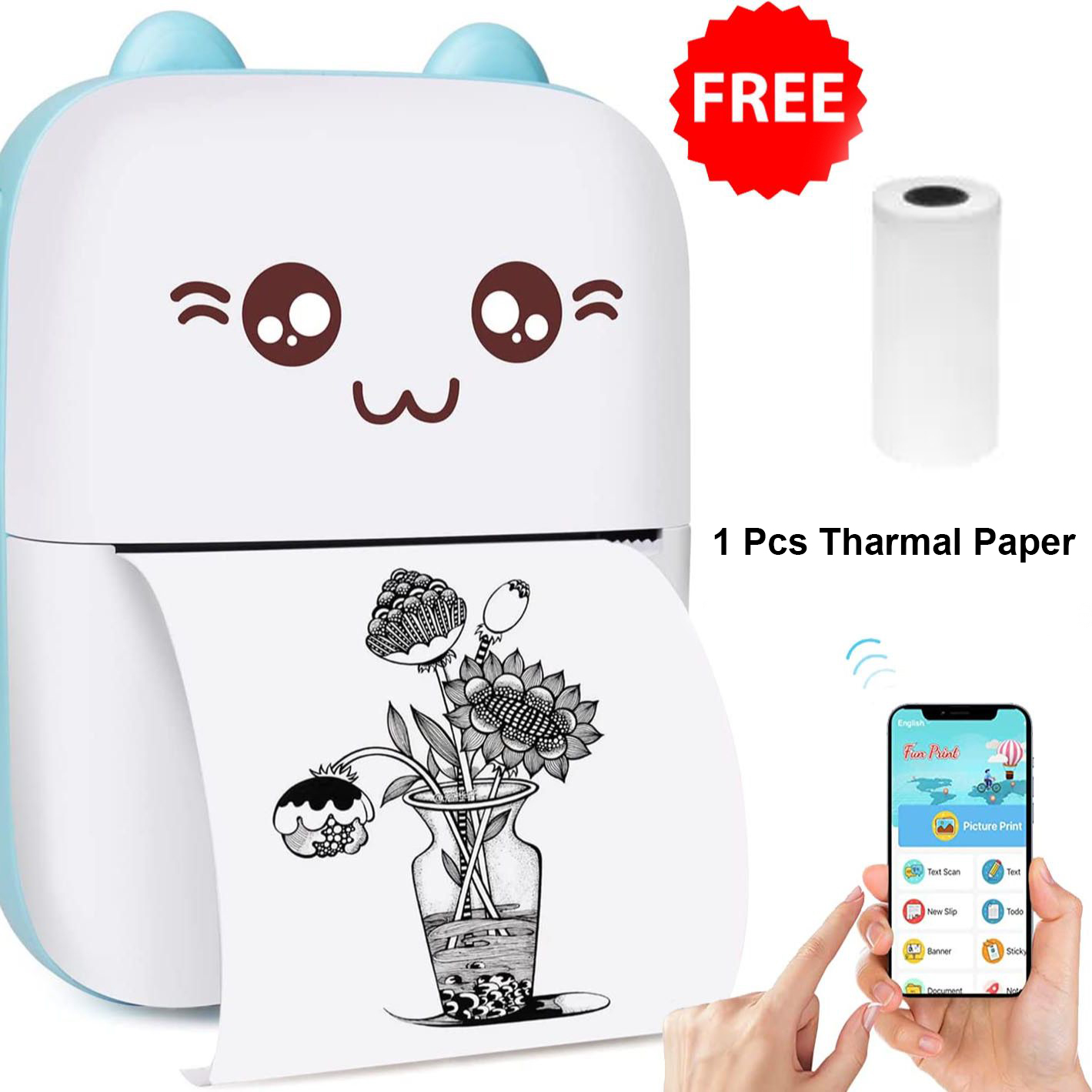 Picture of PIX Mini Printer Machine Wireless Portable Thermal POS Pocket Mobile Printer Short Hand Printer Papering Mini Thermal Bluetooth Pocket (Pink)