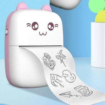 Picture of PIX Mini Printer Machine Wireless Portable Thermal POS Pocket Mobile Printer Short Hand Printer Papering Mini Thermal Bluetooth Pocket (Pink)