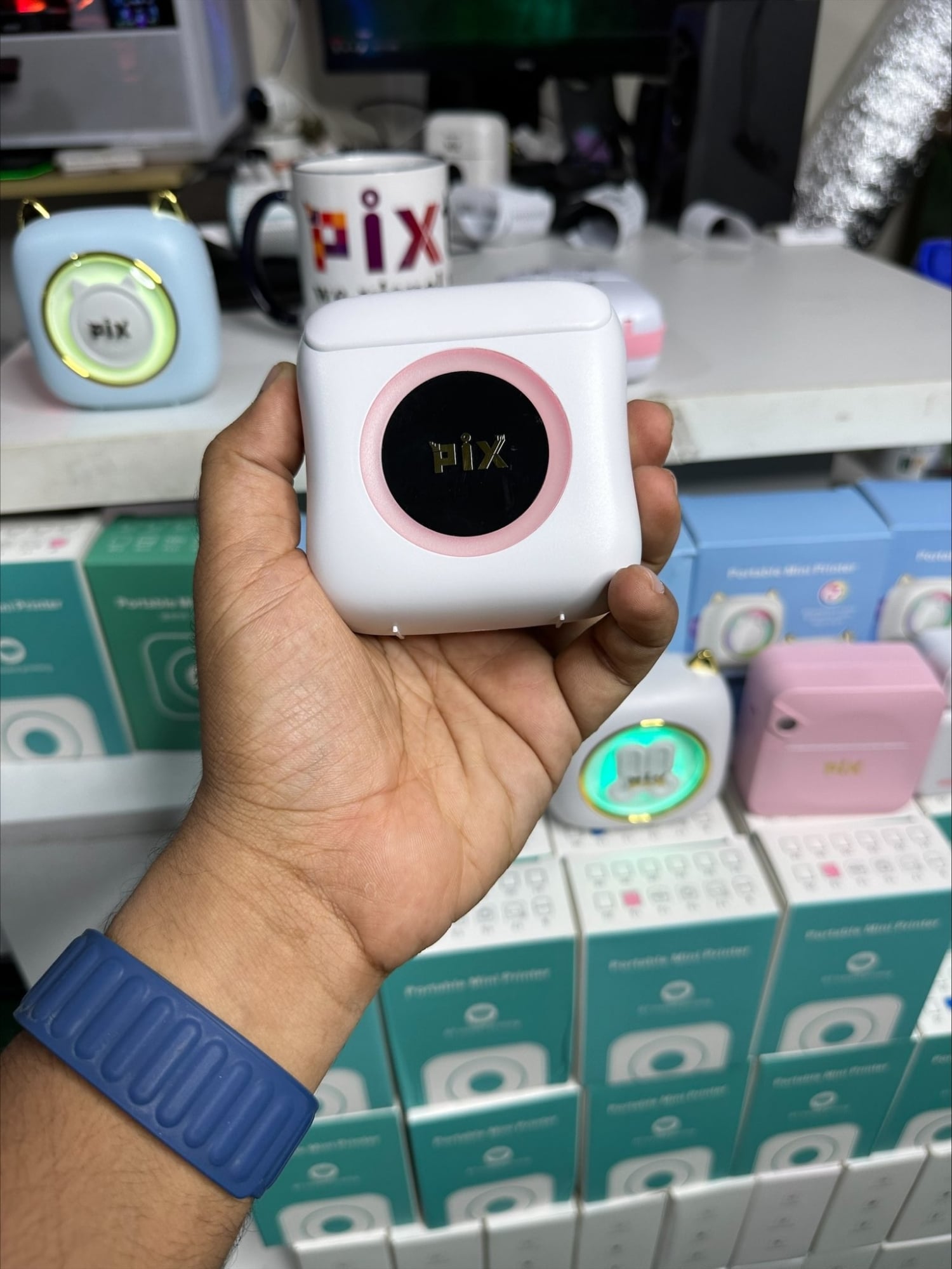Picture of PIX Mini Printer Machine Wireless Portable Thermal POS Pocket Mobile Printer Short Hand Printer Papering Mini Thermal Bluetooth Pocket (Pink)