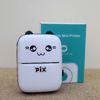 Picture of PIX Mini Printer Machine Wireless Portable Thermal POS Pocket Mobile Printer Short Hand Printer Papering Mini Thermal Bluetooth Pocket (Pix P9 Black)