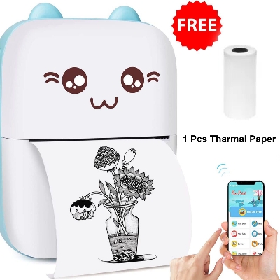 Picture of PIX Mini Printer Machine Wireless Portable Thermal POS Pocket Mobile Printer Short Hand Printer Papering Mini Thermal Bluetooth Pocket (Pix P9 Black)